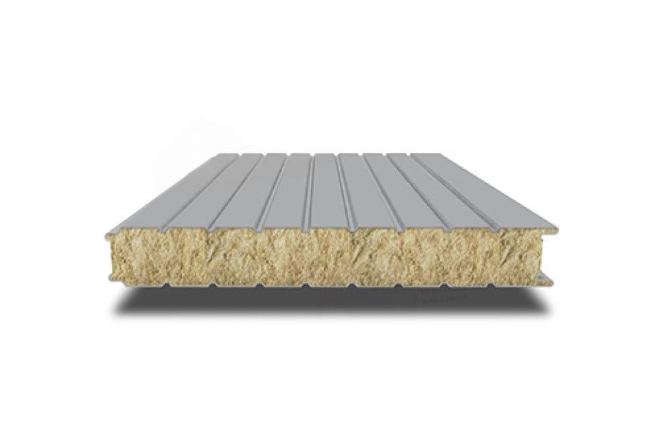 Гладкая сэндвич-панель с минеральной ватой, 1000х50 мм, 0.5/0.5, Текстурированный полиэстер