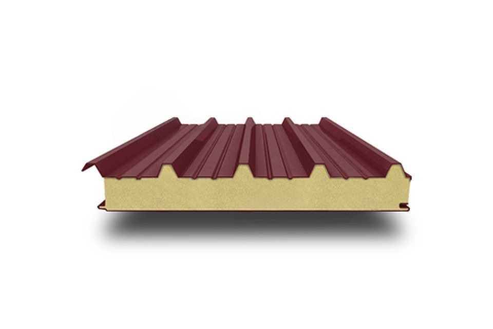 Нержавеющая кровельная сэндвич-панель с минеральной ватой, 1000х180 мм, 0.5/0.5, AISI 430